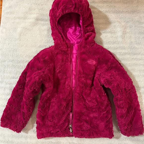 The North Face Fuchsia Jacket reversible with hood & pockets 4T - Picture 10 of 16